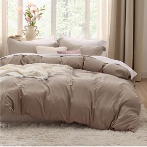 NWT Bedsure Light Camel Duvet Cover Queen Size - 3 Pieces